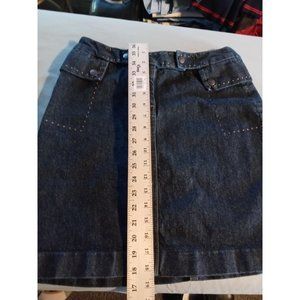 Tommy Hill figure dark blue jean threaded design short skirt